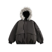 Retro Fur Collar Hood Parker Down Jacket