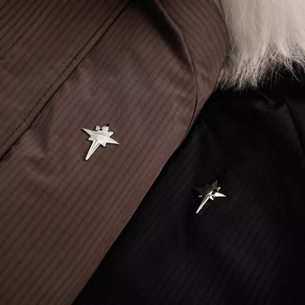 New Real   Fur Collar Short Connecting Cap Cotton  Jacket