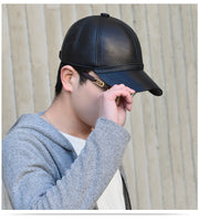 Men's leather Light Board Baseball Hat