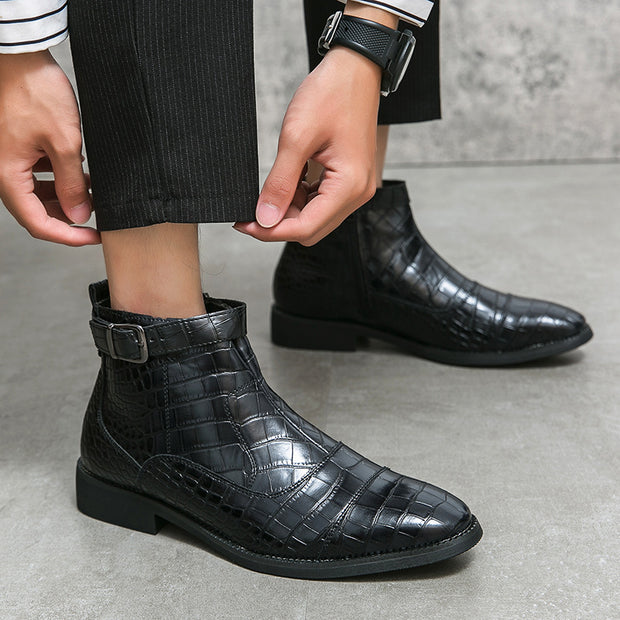 Men's Crocodile Pattern Boots Fashion.