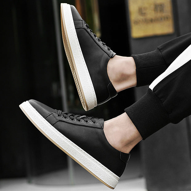 Men's Genuine Leather Lace-up Soft Bottom Platform Sneakers