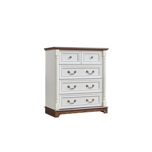 Farmhouse Style 5 Drawer Dresser Chest With Base Wooden Rustic Chest Of Drawers, Storage