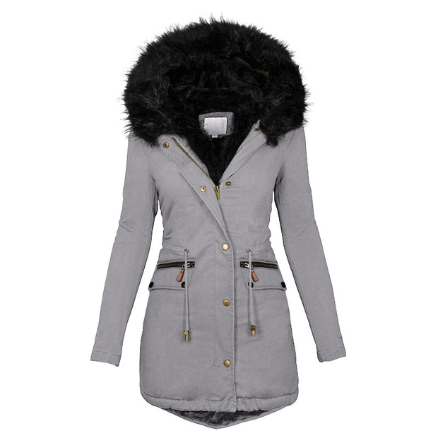 Women's Plush Hooded Parkas Jacket