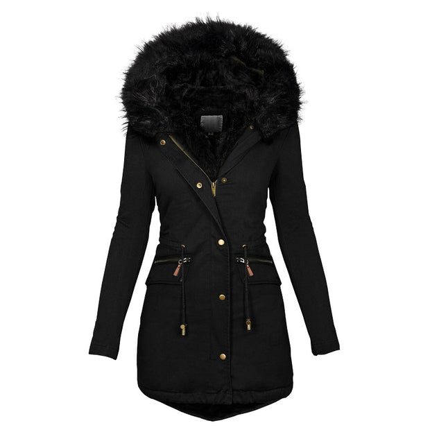 Women's Plush Hooded Parkas Jacket