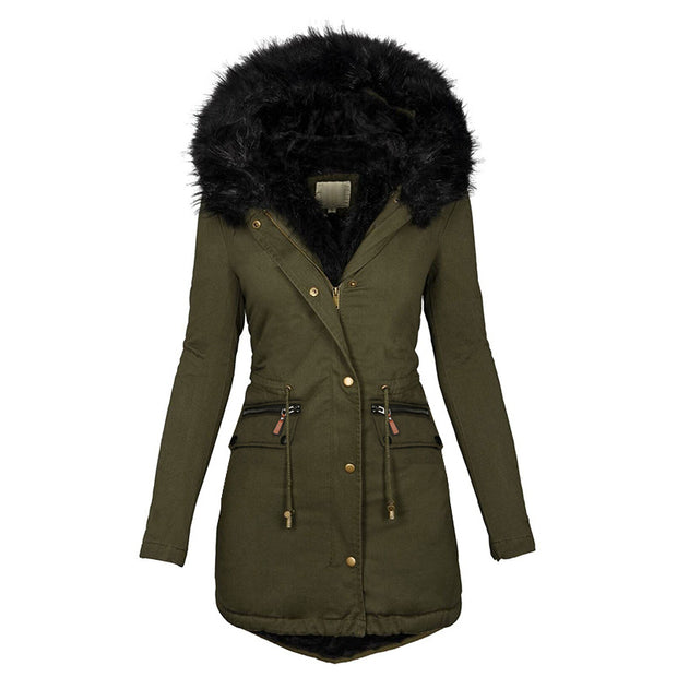 Women's Plush Hooded Parkas Jacket