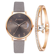 Lovely Moon Pattern Quartz Watch for Women.