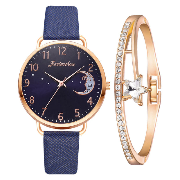 Lovely Moon Pattern Quartz Watch for Women.
