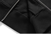 Dragon Embroidery Long Sleeve Hooded Zipper Sweatshirt