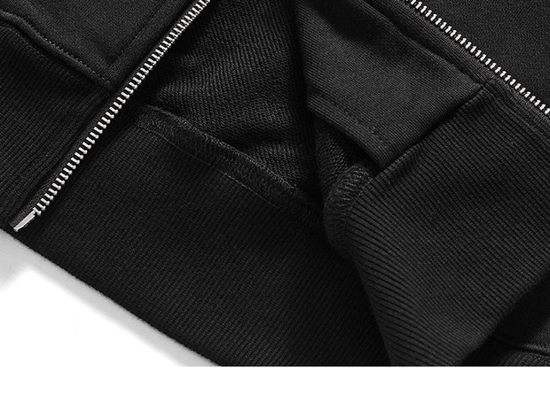 Dragon Embroidery Long Sleeve Hooded Zipper Sweatshirt