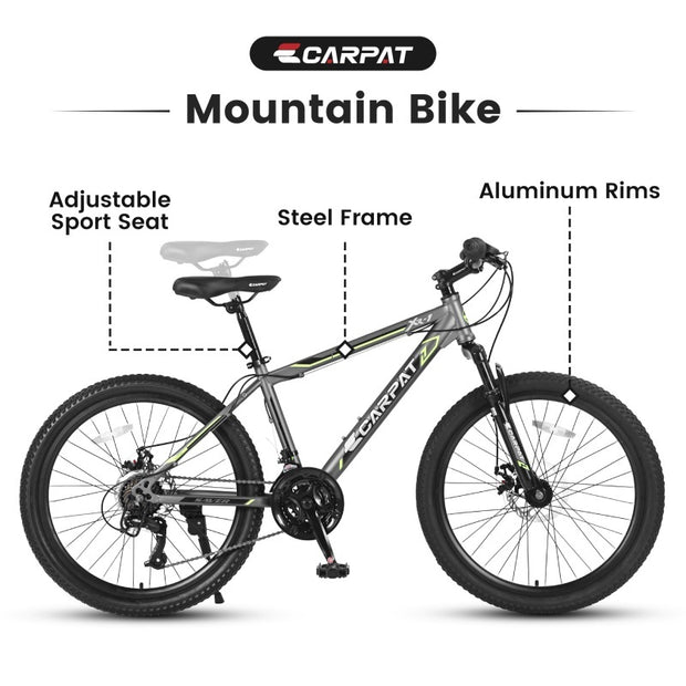 24 Inch Mountain bike , Steel Frame, Shimano 21 Speed Mountain Bike