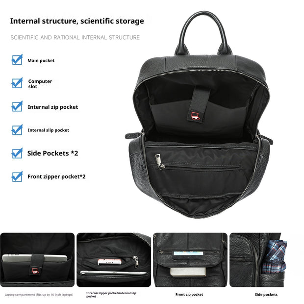 Top Layer Cowhide Backpack Leisure