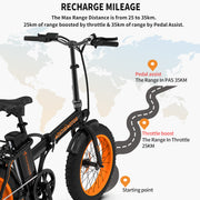 36V 500W Foldable Fat Tire E-Bike 20x4.0 Inch Commuter Bike ,13AH Lithium Battery, FR Disc Brake & 866 LCD Display