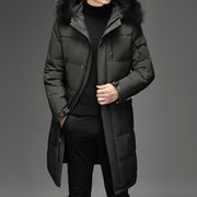 Men's Faux Fur Long Over Knee Down Coat