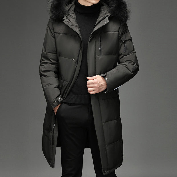 Men's Faux Fur Long Over Knee Down Coat