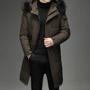Men's Faux Fur Long Over Knee Down Coat