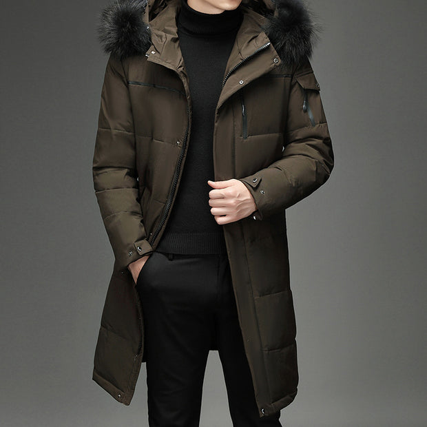 Men's Faux Fur Long Over Knee Down Coat