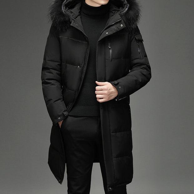 Men's Faux Fur Long Over Knee Down Coat