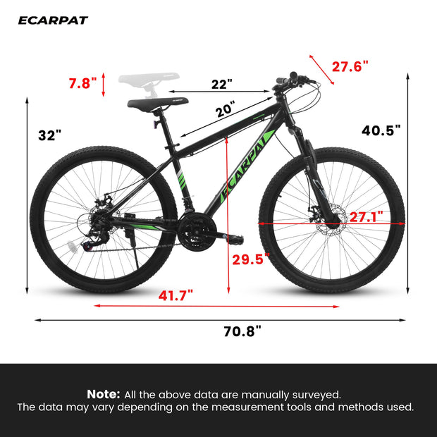 27 Inch Mountain Bike 21 Speed, Suspension Fork, Aluminum Frame Disc Brake, Mountain Bike.
