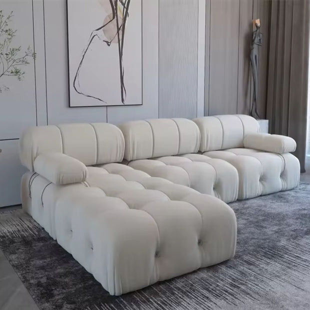 Modern Furniture Fabric Buckle Design Sofa Living Room Couch Light Luxury Sponge Sofa For Lock Design