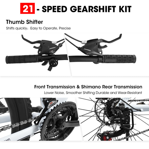 27 Inch Mountain Bike 21 Speed, Suspension Fork, Aluminum Frame Disc Brake, Mountain Bike.