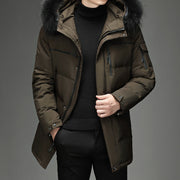 Men's Faux Fur Long Over Knee Down Coat