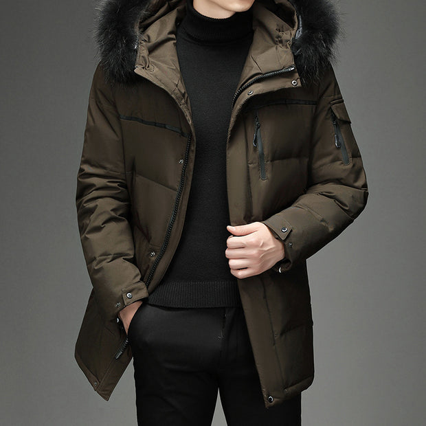 Men's Faux Fur Long Over Knee Down Coat