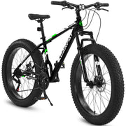 26 Inch Fat Tire Bike Adult-Youth Full Shimano 21 Speed Mountain Bike, Dual Disc Brake, High-Carbon Steel .