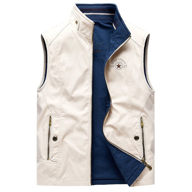 Double-sided Cotton Vest Men's Multi-pocket Workwear Waistcoat