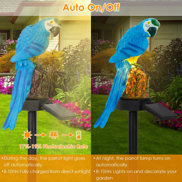 1Pc Solar Powered Parrot Garden Light IP65 Waterproof LED Parrot Landscape Lamp.