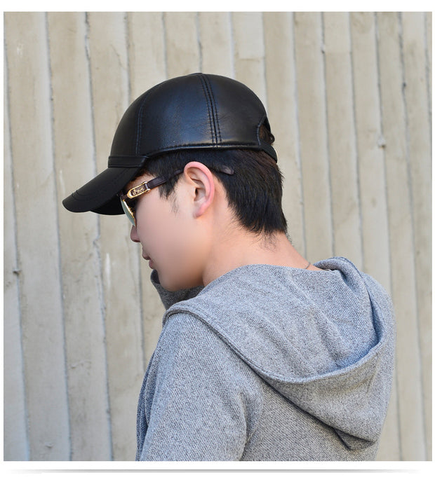 Men's leather Light Board Baseball Hat