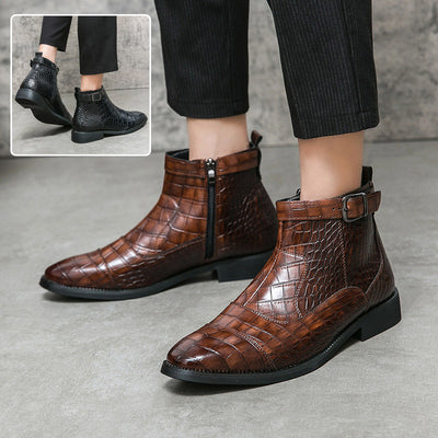 Men's Crocodile Pattern Boots Fashion.