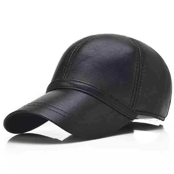 Men's leather Light Board Baseball Hat