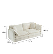 Modern Fabric Double Sofa With 4 Pillows