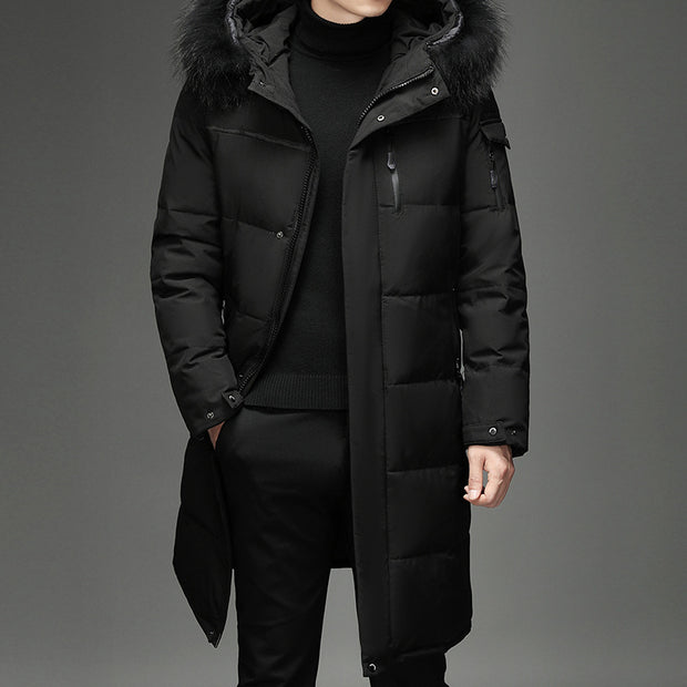Men's Faux Fur Long Over Knee Down Coat