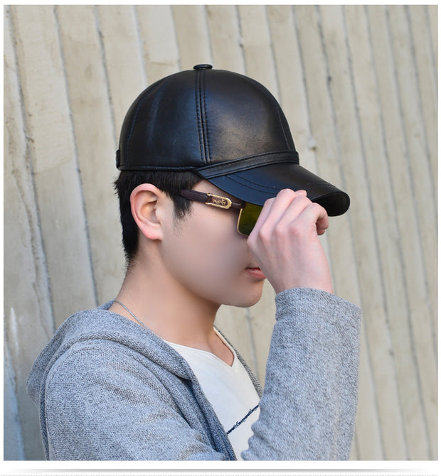 Men's leather Light Board Baseball Hat