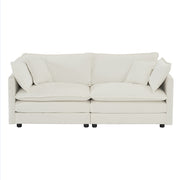 Modern Fabric Double Sofa With 4 Pillows