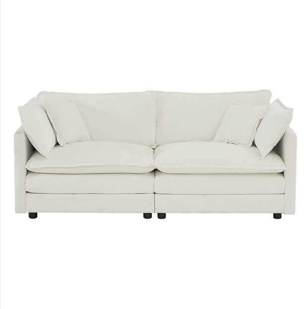 Modern Fabric Double Sofa With 4 Pillows