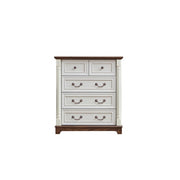 Farmhouse Style 5 Drawer Dresser Chest With Base Wooden Rustic Chest Of Drawers, Storage