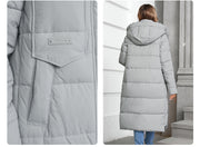 Women's Long Hooded Zip-up Cotton Coat