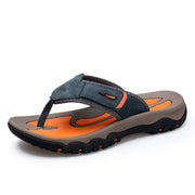 Large Dock Layer Cowhide Men's Flip-flops