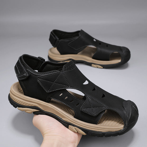 Plus Size Beach Shoes Breathable Leather Sandals For Men