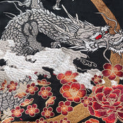 Dragon Embroidery Long Sleeve Hooded Zipper Sweatshirt