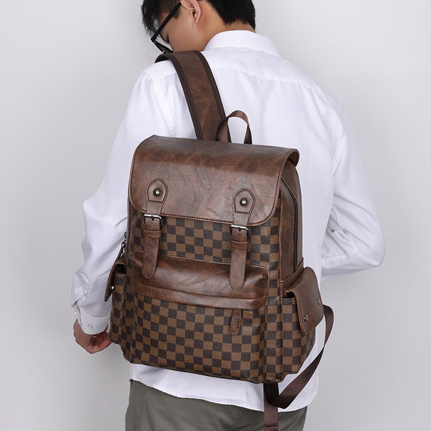 Large Capacity Travel Leisure Plaid Backpack