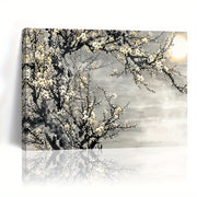 Framed Wooden Canvas Painting, Yellow Framed Wall Art Home Decoration, Holiday Gift