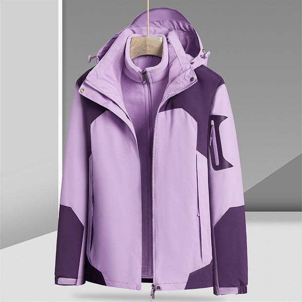 Three-in-one Detached Liner With Velvet Thickening Windproof Waterproof Jacket