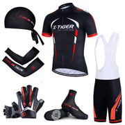 XTIGER Cycling Suit Equipment Six Piece Set Cycling Clothing Hat Oversleeve Head Cover Shoe Cover Gloves Summer Cycling