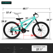26 Inch Steel Frame Shock Fork Plus Shock Absorber 21-speed Unisex Mountain Bike