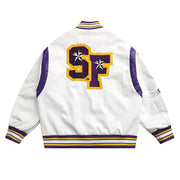 New Stitched PU Leather Baseball Uniform Loose Casual Jacket