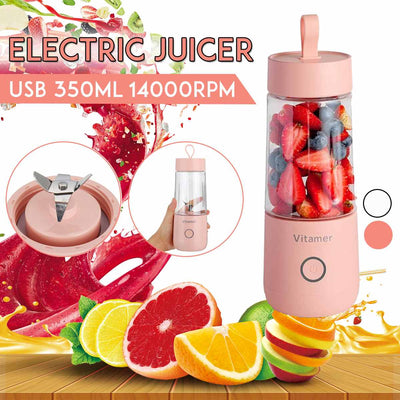 350ml Portable Blender Juicer Electric USB Rechargeable Mixer Smoothie Slushy Cup Juice Blender Bottle USB Charging
