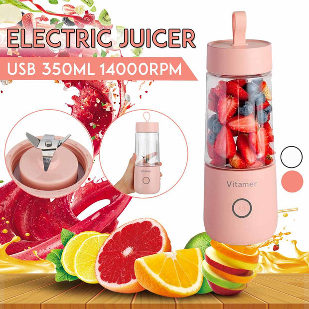 350ml Portable Blender Juicer Electric USB Rechargeable Mixer Smoothie Slushy Cup Juice Blender Bottle USB Charging
